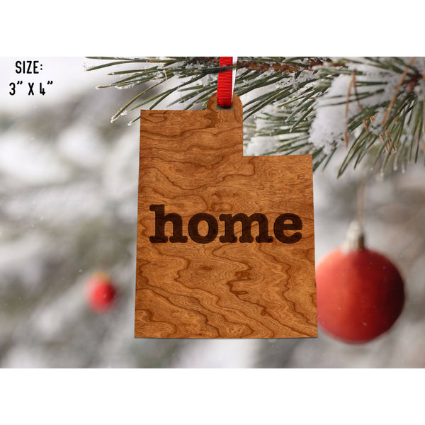 "Home" State Outline Cherry Ornament (Available In All 50 States ) Ornament Shop LazerEdge UT - Utah Cherry 