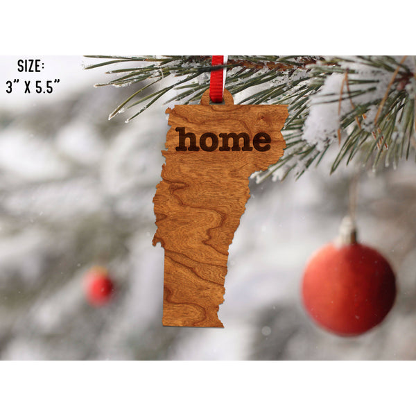 "Home" State Outline Cherry Ornament (Available In All 50 States ) Ornament Shop LazerEdge VT - Vermont Cherry 