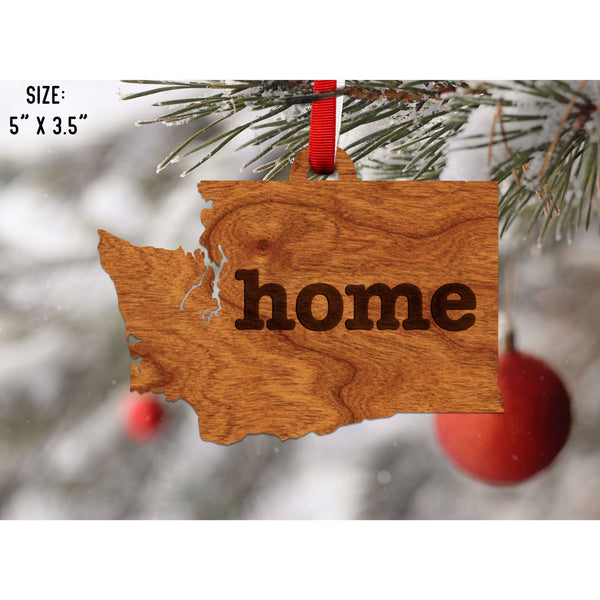 "Home" State Outline Cherry Ornament (Available In All 50 States ) Ornament Shop LazerEdge WA - Washington Cherry 