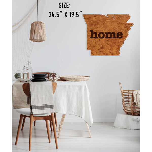 "Home" State Outline Wall Hanging (Available In All 50 States) Large Size Wall Hanging Shop LazerEdge AR - Arkansas Cherry 