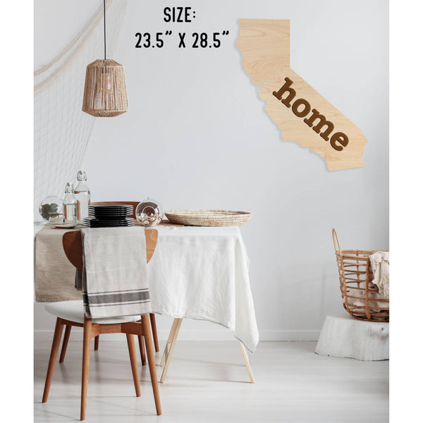 "Home" State Outline Wall Hanging (Available In All 50 States) Large Size Wall Hanging Shop LazerEdge CA - California Maple 