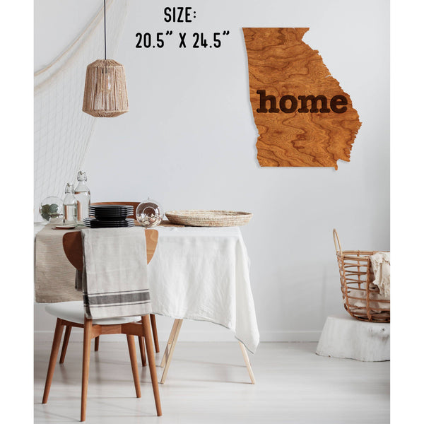 "Home" State Outline Wall Hanging (Available In All 50 States) Large Size Wall Hanging Shop LazerEdge GA - Georgia Cherry 