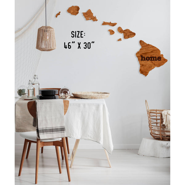 "Home" State Outline Wall Hanging (Available In All 50 States) Large Size Wall Hanging Shop LazerEdge HI - Hawaii Cherry 