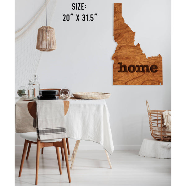 "Home" State Outline Wall Hanging (Available In All 50 States) Large Size Wall Hanging Shop LazerEdge ID - Idaho Cherry 