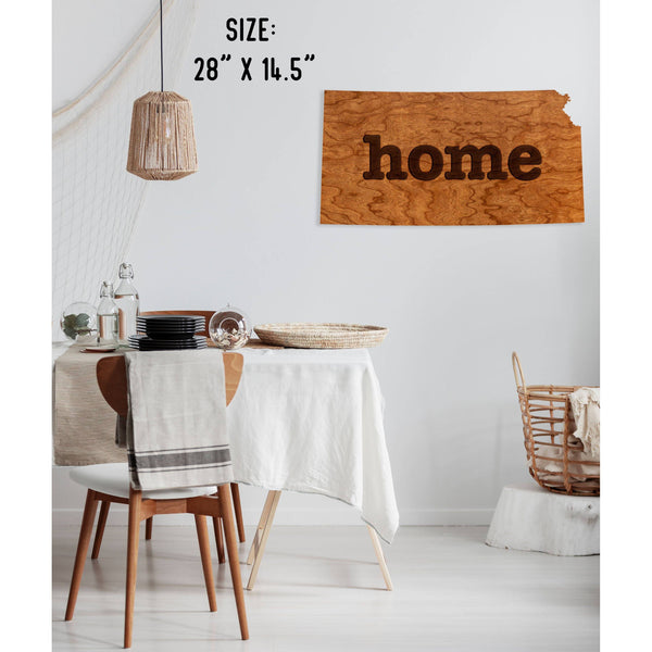 "Home" State Outline Wall Hanging (Available In All 50 States) Large Size Wall Hanging Shop LazerEdge KS - Kansas Cherry 