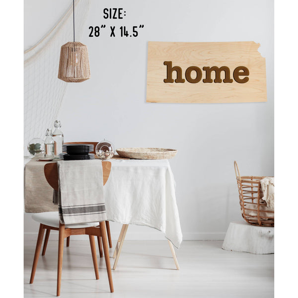 "Home" State Outline Wall Hanging (Available In All 50 States) Large Size Wall Hanging Shop LazerEdge KS - Kansas Maple 