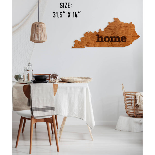 "Home" State Outline Wall Hanging (Available In All 50 States) Large Size Wall Hanging Shop LazerEdge KY - Kentucky Cherry 