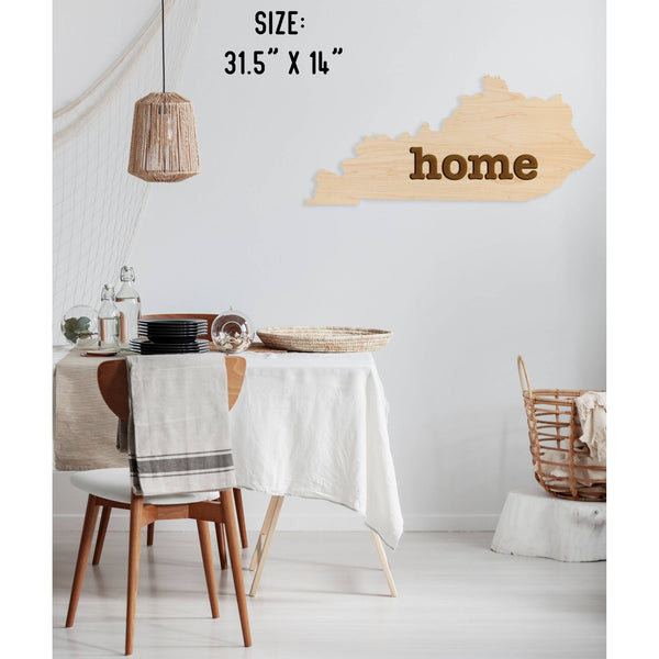 "Home" State Outline Wall Hanging (Available In All 50 States) Large Size Wall Hanging Shop LazerEdge KY - Kentucky Maple 