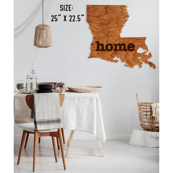"Home" State Outline Wall Hanging (Available In All 50 States) Large Size Wall Hanging Shop LazerEdge LA - Louisiana Cherry 