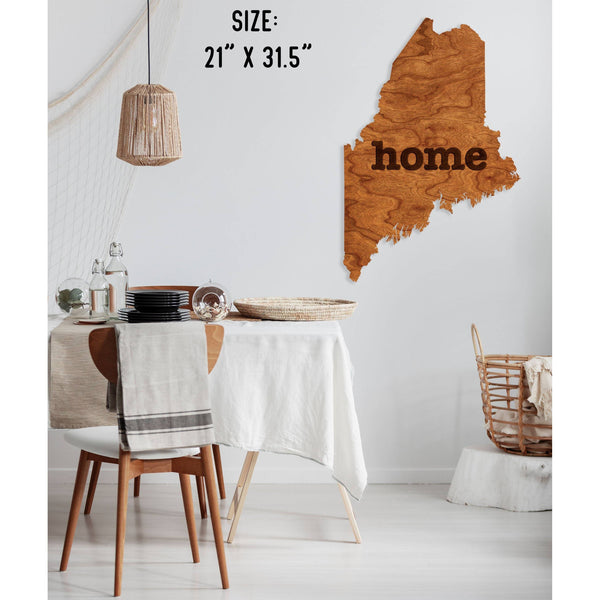 "Home" State Outline Wall Hanging (Available In All 50 States) Large Size Wall Hanging Shop LazerEdge ME - Maine Cherry 