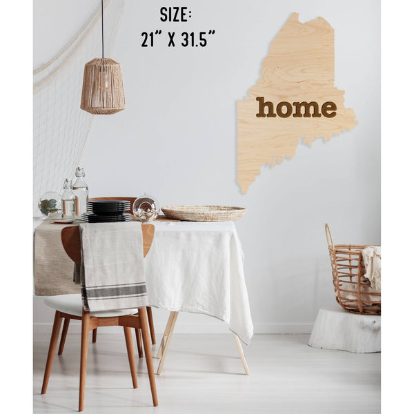 "Home" State Outline Wall Hanging (Available In All 50 States) Large Size Wall Hanging Shop LazerEdge ME - Maine Maple 