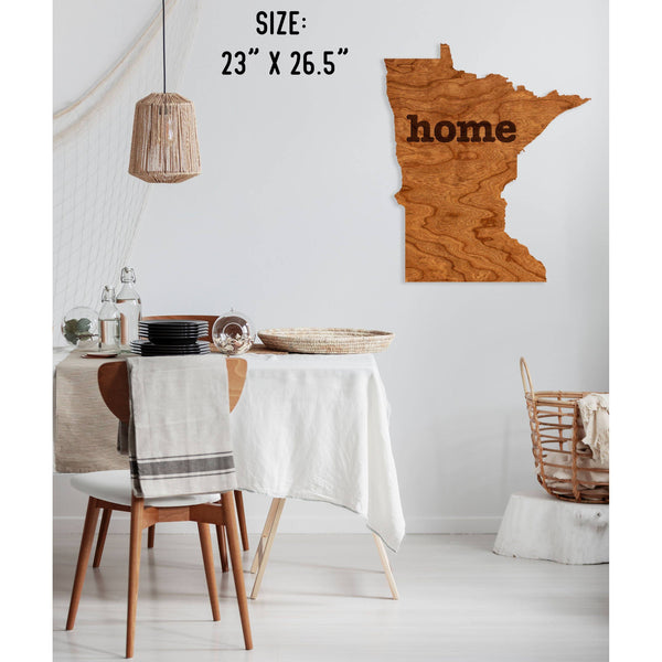 "Home" State Outline Wall Hanging (Available In All 50 States) Large Size Wall Hanging Shop LazerEdge MN - Minnesota Cherry 
