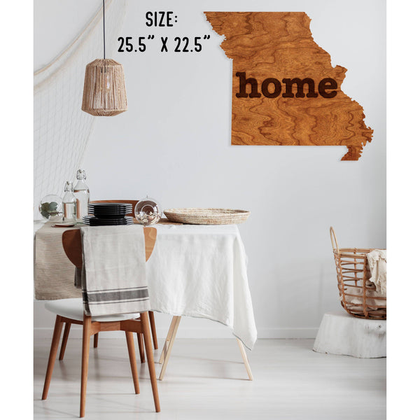 "Home" State Outline Wall Hanging (Available In All 50 States) Large Size Wall Hanging Shop LazerEdge MO - Missouri Cherry 