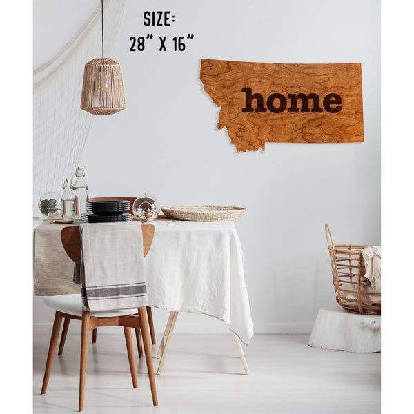 "Home" State Outline Wall Hanging (Available In All 50 States) Large Size Wall Hanging Shop LazerEdge MT - Montana Cherry 