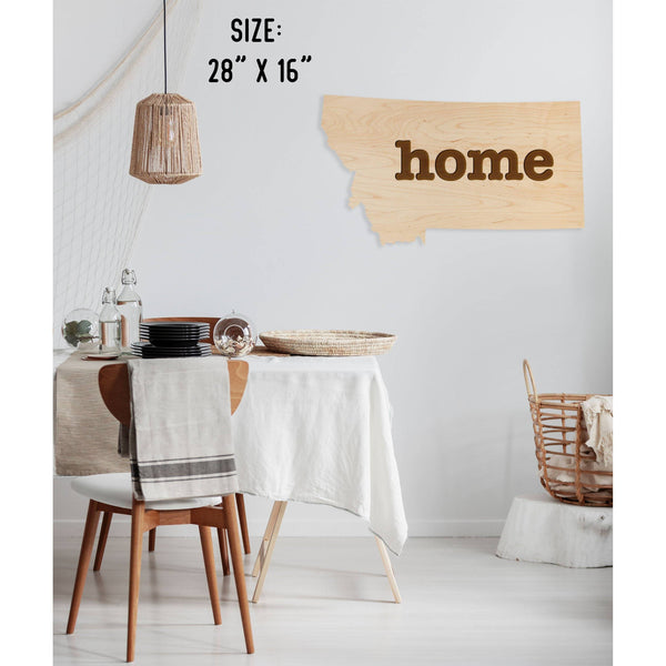 "Home" State Outline Wall Hanging (Available In All 50 States) Large Size Wall Hanging Shop LazerEdge MT - Montana Maple 