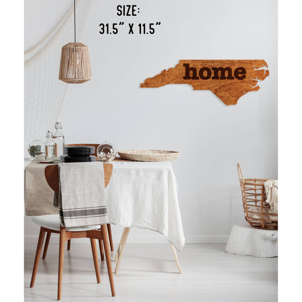 "Home" State Outline Wall Hanging (Available In All 50 States) Large Size Wall Hanging Shop LazerEdge NC - North Carolina Cherry 