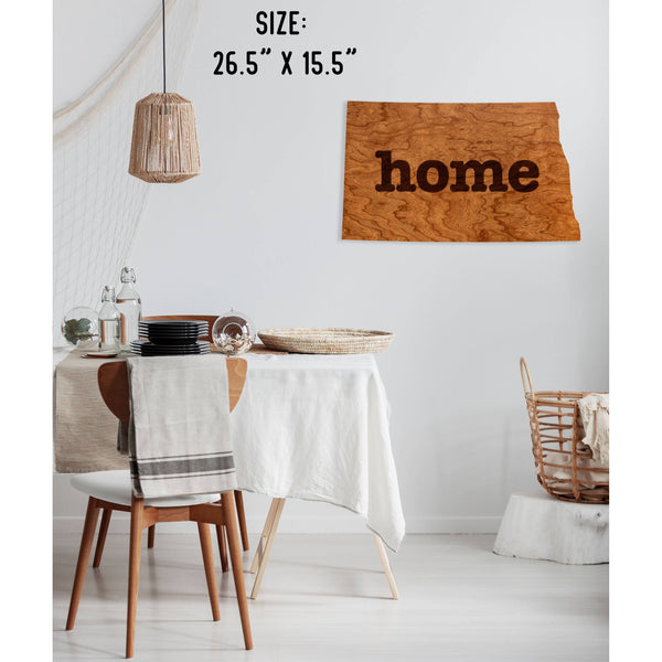 "Home" State Outline Wall Hanging (Available In All 50 States) Large Size Wall Hanging Shop LazerEdge ND - North Dakota Cherry 