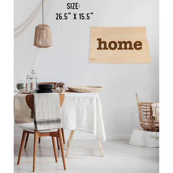 "Home" State Outline Wall Hanging (Available In All 50 States) Large Size Wall Hanging Shop LazerEdge ND - North Dakota Maple 