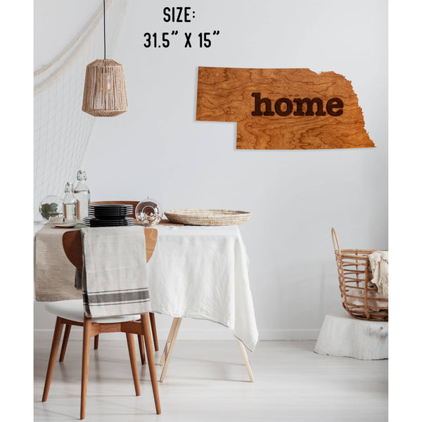 "Home" State Outline Wall Hanging (Available In All 50 States) Large Size Wall Hanging Shop LazerEdge NE - Nebraska Cherry 