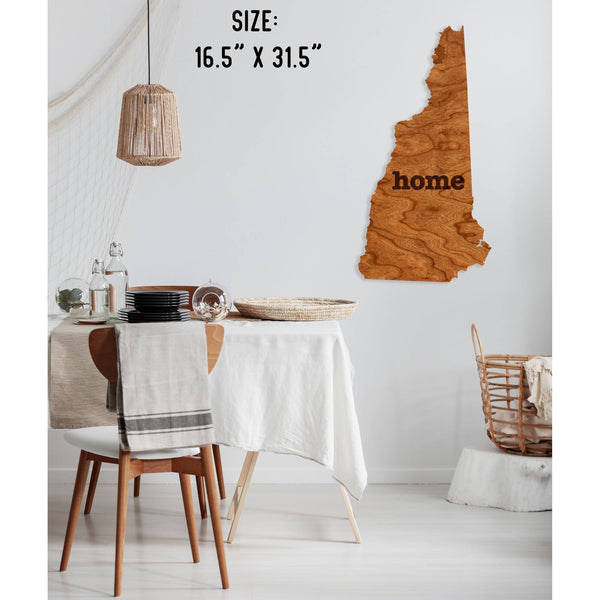 "Home" State Outline Wall Hanging (Available In All 50 States) Large Size Wall Hanging Shop LazerEdge NH - New Hampshire Cherry 
