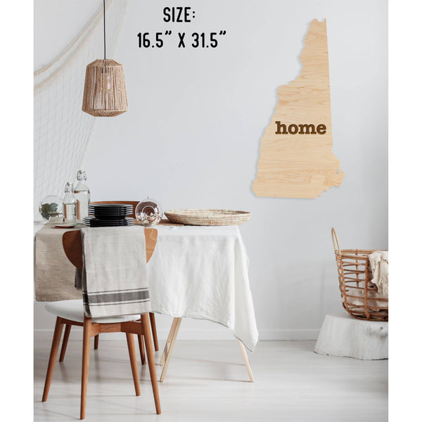 "Home" State Outline Wall Hanging (Available In All 50 States) Large Size Wall Hanging Shop LazerEdge NH - New Hampshire Maple 