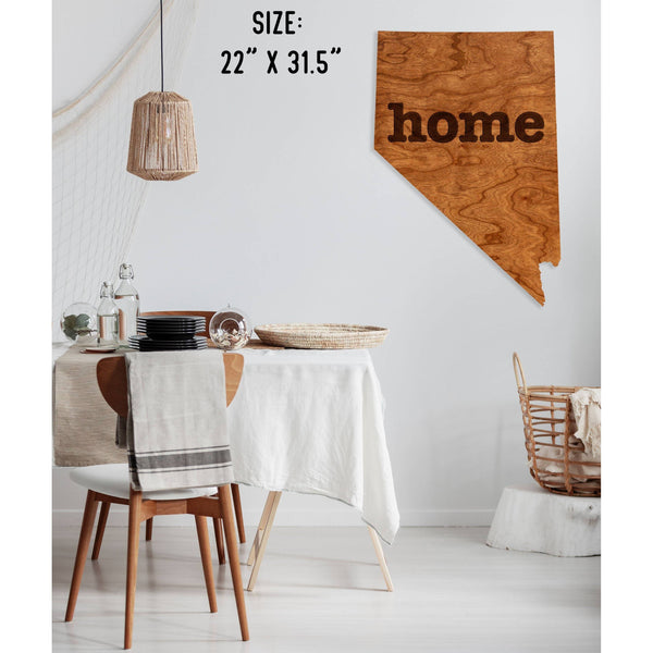 "Home" State Outline Wall Hanging (Available In All 50 States) Large Size Wall Hanging Shop LazerEdge NV - Nevada Cherry 