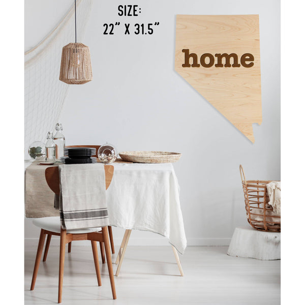 "Home" State Outline Wall Hanging (Available In All 50 States) Large Size Wall Hanging Shop LazerEdge NV - Nevada Maple 
