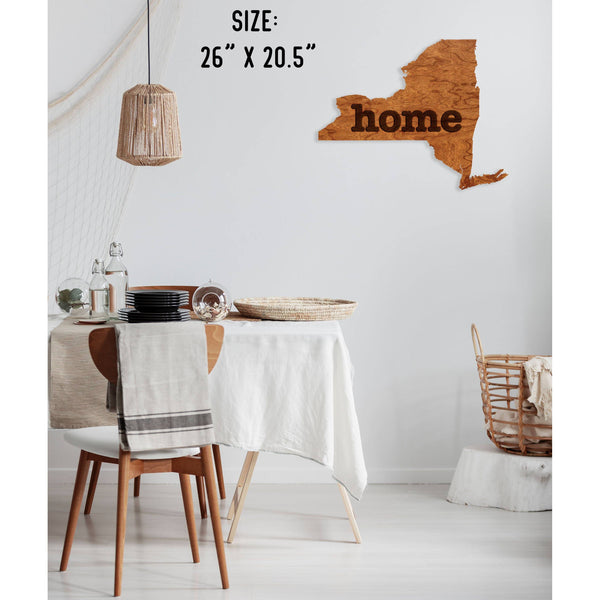 "Home" State Outline Wall Hanging (Available In All 50 States) Large Size Wall Hanging Shop LazerEdge NY - New York Cherry 