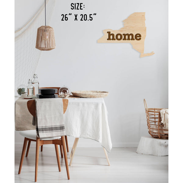 "Home" State Outline Wall Hanging (Available In All 50 States) Large Size Wall Hanging Shop LazerEdge NY - New York Maple 