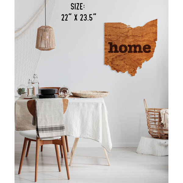 "Home" State Outline Wall Hanging (Available In All 50 States) Large Size Wall Hanging Shop LazerEdge OH - Ohio Cherry 