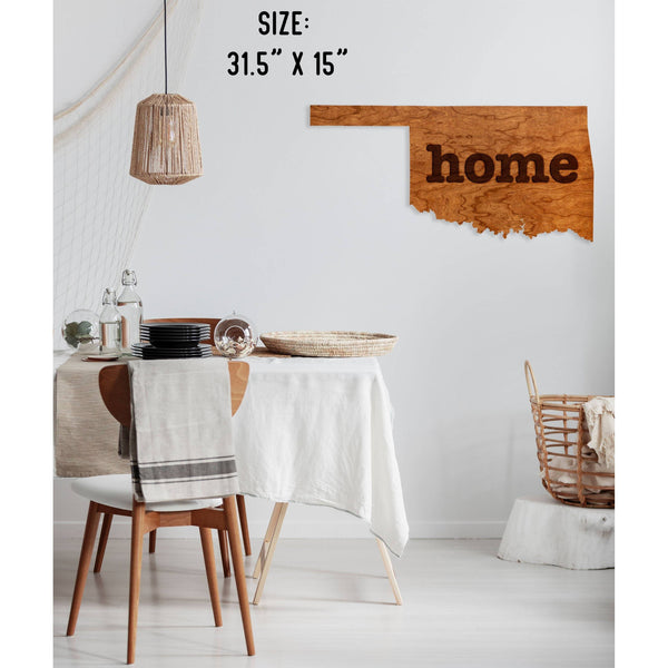 "Home" State Outline Wall Hanging (Available In All 50 States) Large Size Wall Hanging Shop LazerEdge OK - Oklahoma Cherry 