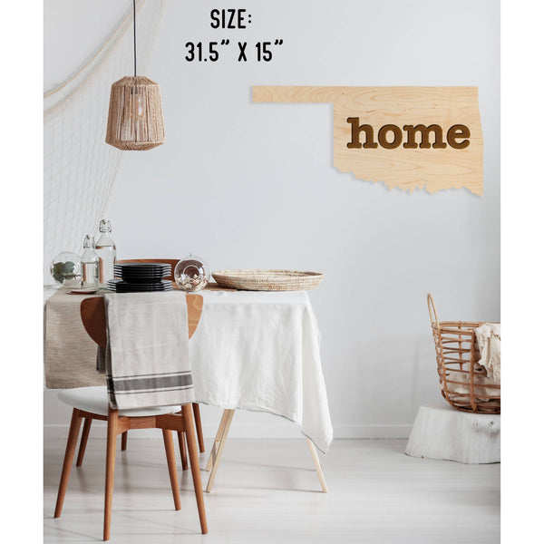 "Home" State Outline Wall Hanging (Available In All 50 States) Large Size Wall Hanging Shop LazerEdge OK - Oklahoma Maple 