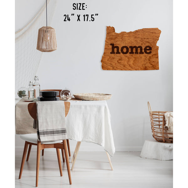 "Home" State Outline Wall Hanging (Available In All 50 States) Large Size Wall Hanging Shop LazerEdge OR - Oregon Cherry 
