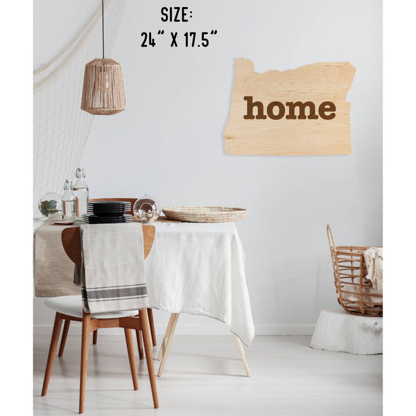 "Home" State Outline Wall Hanging (Available In All 50 States) Large Size Wall Hanging Shop LazerEdge OR - Oregon Maple 