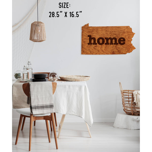 "Home" State Outline Wall Hanging (Available In All 50 States) Large Size Wall Hanging Shop LazerEdge PA - Pennsylvania Cherry 