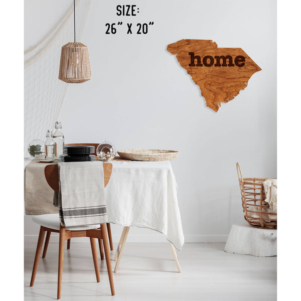 "Home" State Outline Wall Hanging (Available In All 50 States) Large Size Wall Hanging Shop LazerEdge SC - South Carolina Cherry 