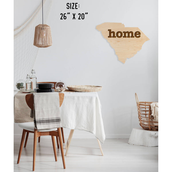 "Home" State Outline Wall Hanging (Available In All 50 States) Large Size Wall Hanging Shop LazerEdge SC - South Carolina Maple 