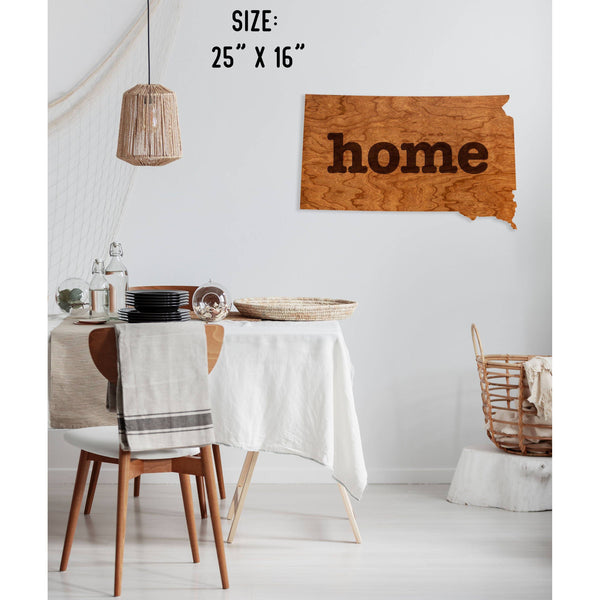 "Home" State Outline Wall Hanging (Available In All 50 States) Large Size Wall Hanging Shop LazerEdge SD - South Dakota Cherry 