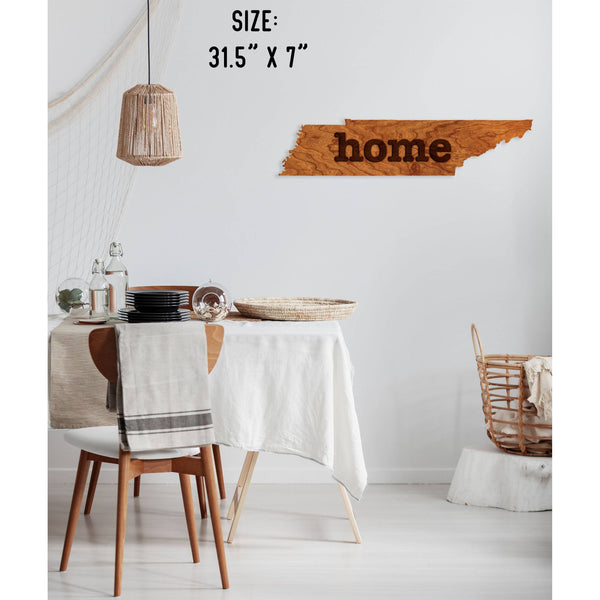 "Home" State Outline Wall Hanging (Available In All 50 States) Large Size Wall Hanging Shop LazerEdge TN - Tennessee Cherry 