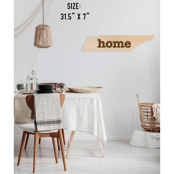 "Home" State Outline Wall Hanging (Available In All 50 States) Large Size Wall Hanging Shop LazerEdge TN - Tennessee Maple 