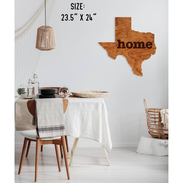 "Home" State Outline Wall Hanging (Available In All 50 States) Large Size Wall Hanging Shop LazerEdge TX - Texas Cherry 