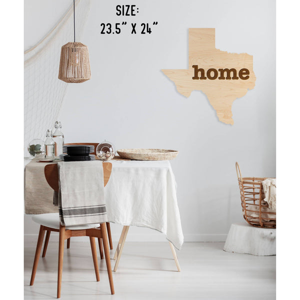 "Home" State Outline Wall Hanging (Available In All 50 States) Large Size Wall Hanging Shop LazerEdge TX - Texas Maple 