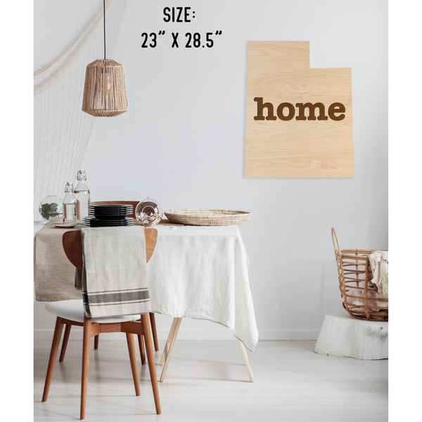 "Home" State Outline Wall Hanging (Available In All 50 States) Large Size Wall Hanging Shop LazerEdge UT - Utah Maple 