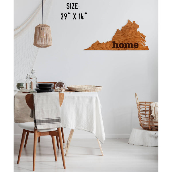 "Home" State Outline Wall Hanging (Available In All 50 States) Large Size Wall Hanging Shop LazerEdge VA - Virginia Cherry 
