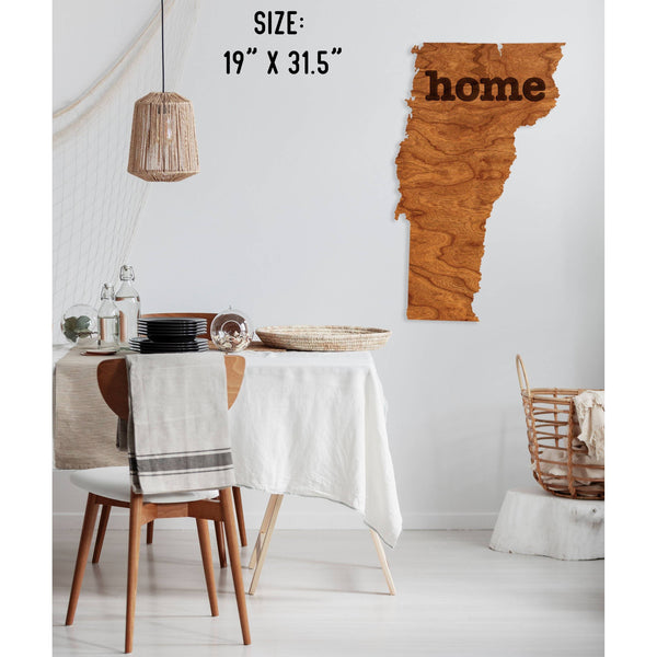 "Home" State Outline Wall Hanging (Available In All 50 States) Large Size Wall Hanging Shop LazerEdge VT - Vermont Cherry 