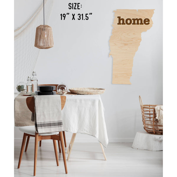 "Home" State Outline Wall Hanging (Available In All 50 States) Large Size Wall Hanging Shop LazerEdge VT - Vermont Maple 