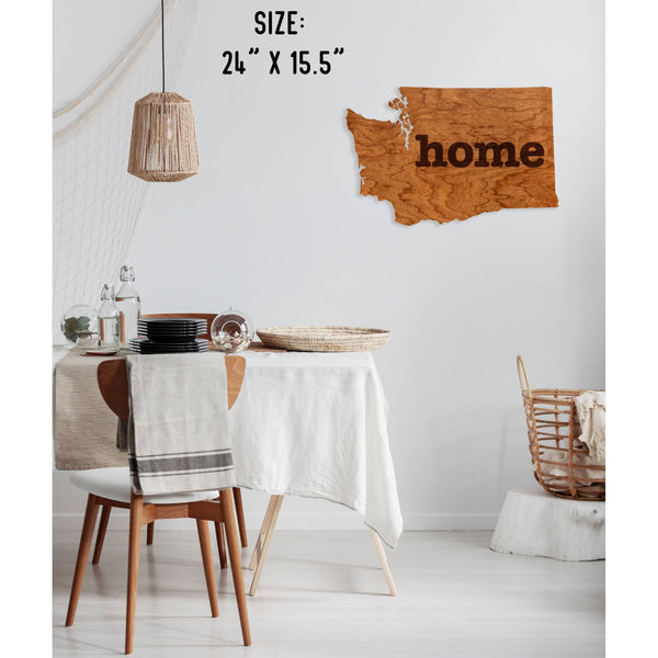 "Home" State Outline Wall Hanging (Available In All 50 States) Large Size Wall Hanging Shop LazerEdge WA - Washington Cherry 