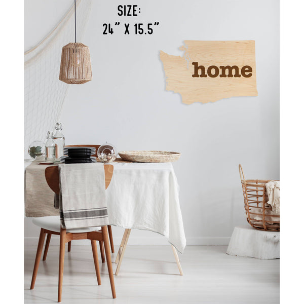 "Home" State Outline Wall Hanging (Available In All 50 States) Large Size Wall Hanging Shop LazerEdge WA - Washington Maple 