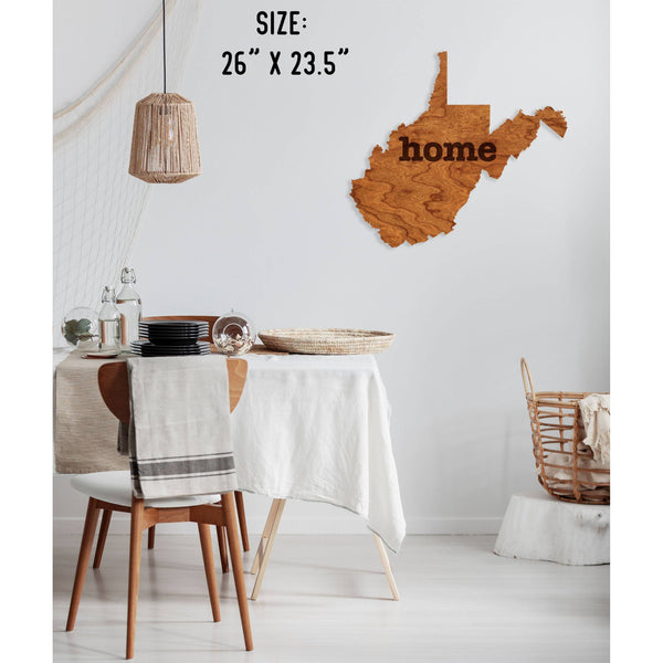 "Home" State Outline Wall Hanging (Available In All 50 States) Large Size Wall Hanging Shop LazerEdge WV - West Virginia Cherry 