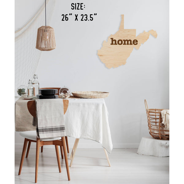 "Home" State Outline Wall Hanging (Available In All 50 States) Large Size Wall Hanging Shop LazerEdge WV - West Virginia Maple 